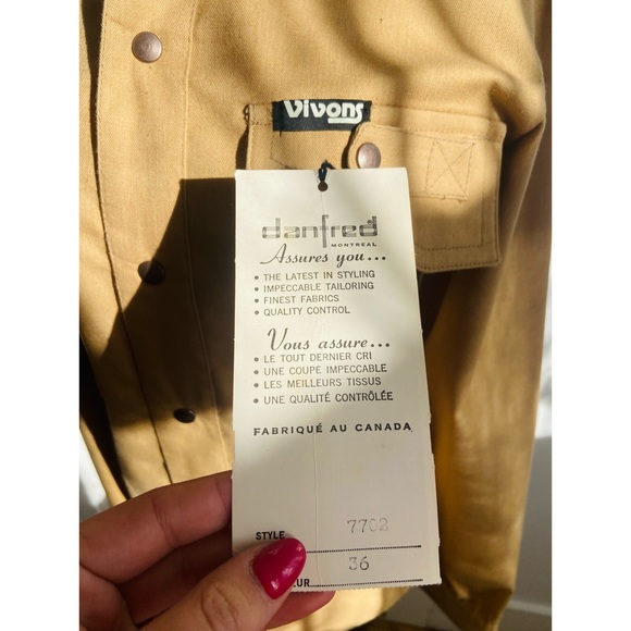 70s NWT DEADSTOCK Vivons Beige Front Snap Cargo Shirt Jacket - Picture 6 of 7